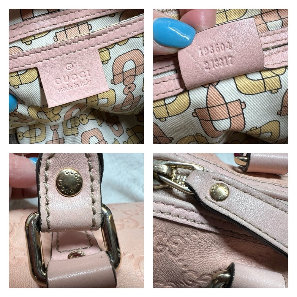 GUCCI GG Small Joy Boston Bag Guccissima Leather Powder/Baby Pink Authentic - Picture 6 of 17